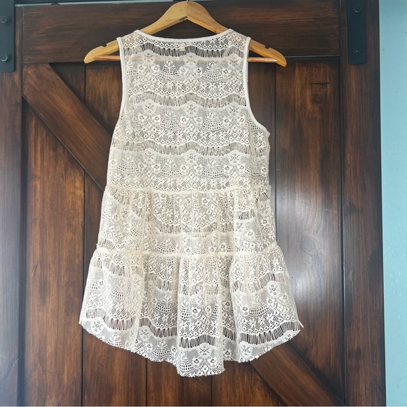 Lily White Cream Lace Sleeveless Bohemian Blouse Top Women's S - Picture 4 of 5